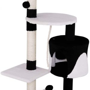Arbre à chat Griffoir noir-blanc pour chats d’intérieur 112 cm