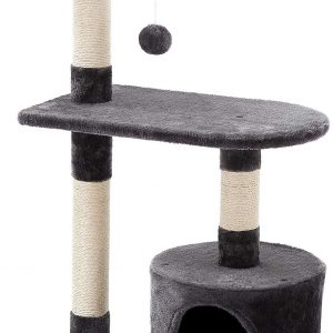 Arbre à chat gris avec cadre d’escalade et planche à Gratter 90cm
