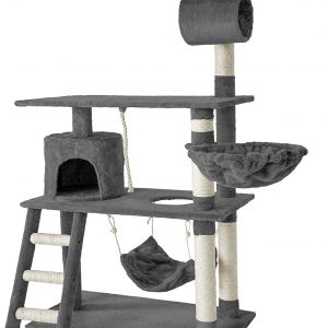 Arbre à chat géant gris grattoir griffoir et Centre d’activités 141cm