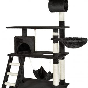 Arbre à chat géant Noir grattoir griffoir et Centre d’activités 141cm