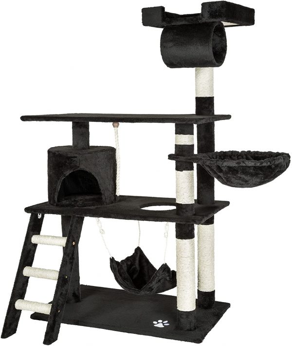 Arbre à chat géant Noir grattoir griffoir et Centre d'activités 141cm