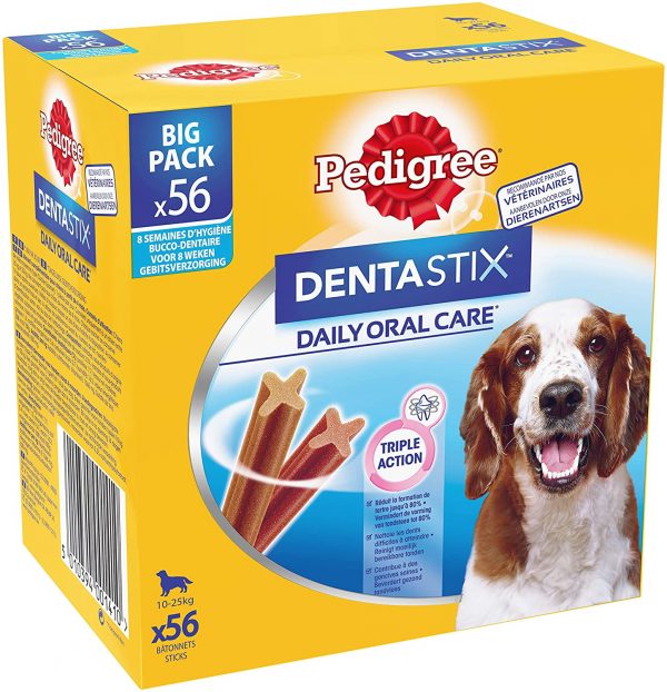 Friandises pour chien moyen 56 bâtonnets à mâcher pour l'hygiène bucco-dentaire Pedigree Dentastix