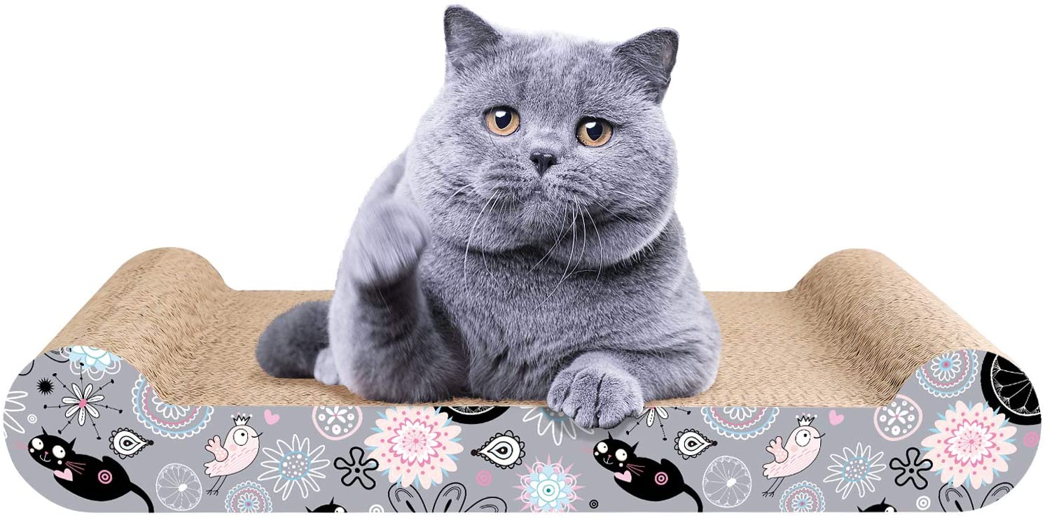 Griffoir Pour Chat Kitty Spin - Carton Ondulé, Pliable, Avec Balle Et Clochette, Design Tête De Chat