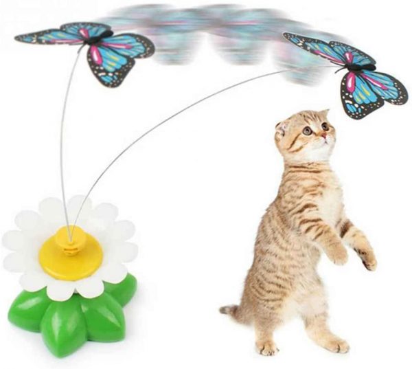 Jouet automatique pour chat Papillon tournant électrique