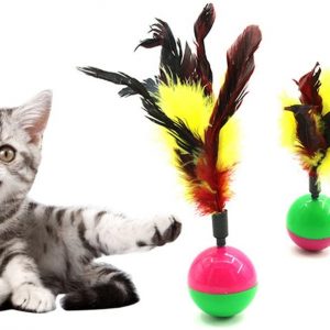Jouet pour chat Boule multicolore avec plume